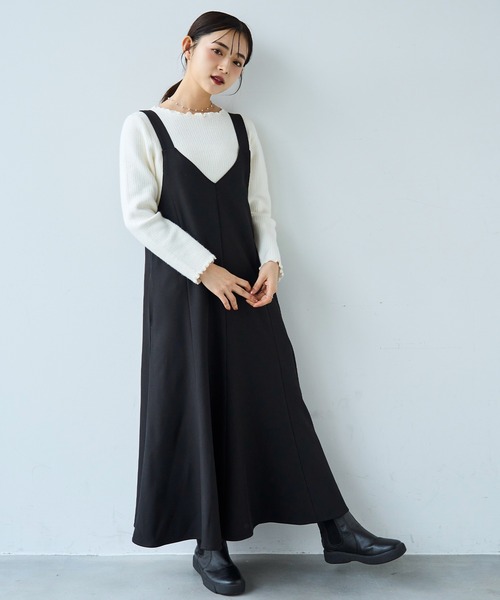 mil(ミル)の「前後2way マーメイド Vネック ジャンスカ ワンピース【585133】(ワンピース・レディース・ブラック/グレイッシュベージュ/ブラウン・FREE/XS/S)」の6枚目の写真