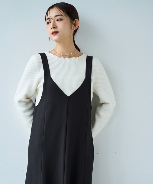 mil(ミル)の「前後2way マーメイド Vネック ジャンスカ ワンピース【585133】(ワンピース・レディース・ブラック/グレイッシュベージュ/ブラウン・FREE/XS/S)」の8枚目の写真