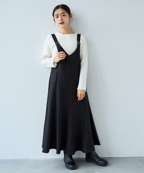 mil(ミル)の「前後2way マーメイド Vネック ジャンスカ ワンピース【585133】(ワンピース・レディース・ブラック/グレイッシュベージュ/ブラウン・FREE/XS/S)」の10枚目の写真