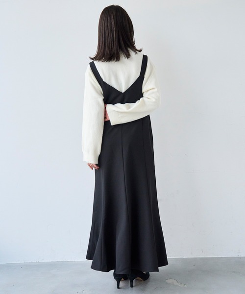 mil(ミル)の「前後2way マーメイド Vネック ジャンスカ ワンピース【585133】(ワンピース・レディース・ブラック/グレイッシュベージュ/ブラウン・FREE/XS/S)」の16枚目の写真