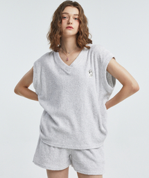 タオル Vネック ノースリーブ Tシャツ [メランジ]