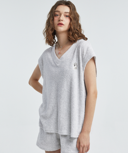 manavis7（マナビスセブン）の「タオル Vネック ノースリーブ Tシャツ [メランジ]（Tシャツ/カットソー・レディース・アッシュグレー・FREE）」の2枚目の写真