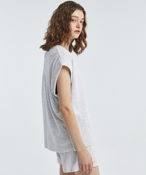 manavis7（マナビスセブン）の「タオル Vネック ノースリーブ Tシャツ [メランジ]（Tシャツ/カットソー・レディース・アッシュグレー・FREE）」の3枚目の写真