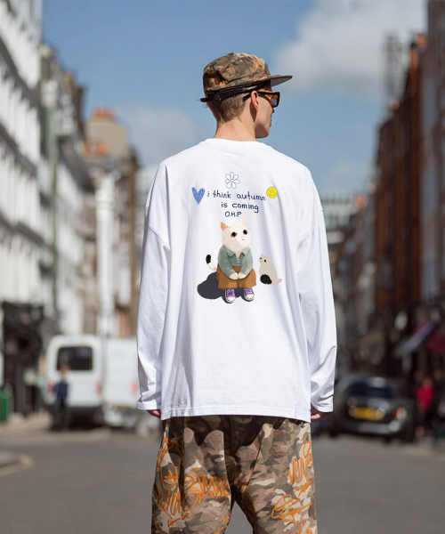 OHP(ワンハンドレッドパーセント)の「OHPxHARMONIA b秋空ベーシック長袖Tシャツ(Tシャツ/カットソー・メンズ・ホワイト/ブラック・MEDIUM/LARGE/X-LARGE/XX-LARGE)」の7枚目の写真