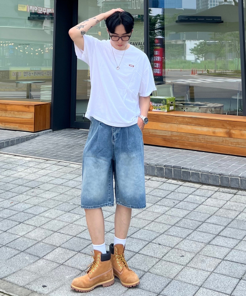 GCLIP（ジクリップ）の「ワンタックバミューダデニムショーツハーフショートパンツ_[ライトブルー]（その他パンツ・メンズ・ブルー・36/34/28/32/30）」の20枚目の写真