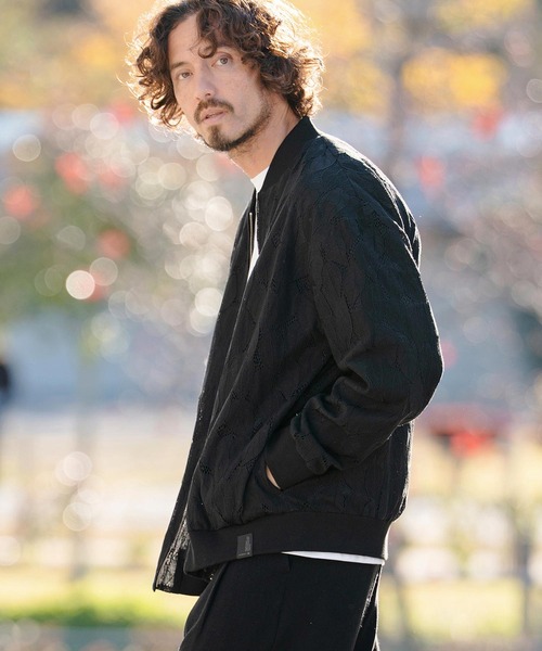 CAMBIO(カンビオ)の「mj11314- Leaf Sheer Lace Blouson シアーレースブルゾン(PF-261-007)(ブルゾン・メンズ・ブラック/グリーン・M/L)」の10枚目の写真