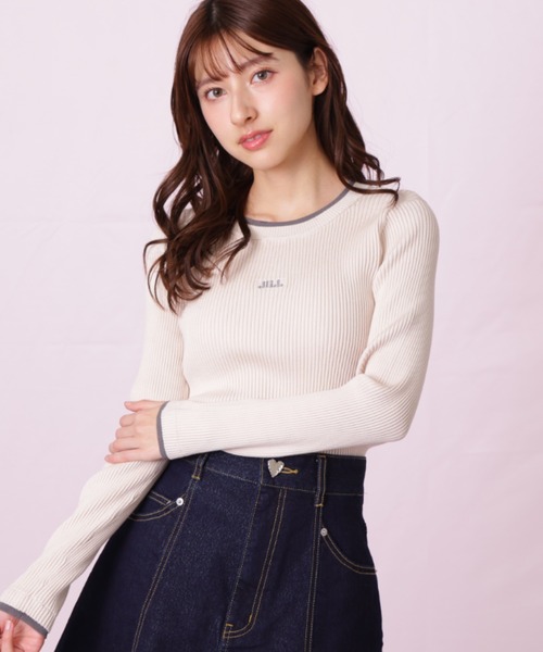 JILL by JILL STUART(ジルバイジルスチュアート)の「◇ 配色リブニット(ニット/セーター・レディース・ブラック/ホワイト/ピンク・FREE)」の2枚目の写真