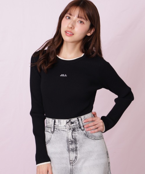 JILL by JILL STUART(ジルバイジルスチュアート)の「◇ 配色リブニット(ニット/セーター・レディース・ブラック/ホワイト/ピンク・FREE)」の3枚目の写真