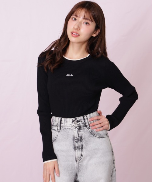 JILL by JILL STUART(ジルバイジルスチュアート)の「◇ 配色リブニット(ニット/セーター・レディース・ブラック/ホワイト/ピンク・FREE)」の5枚目の写真