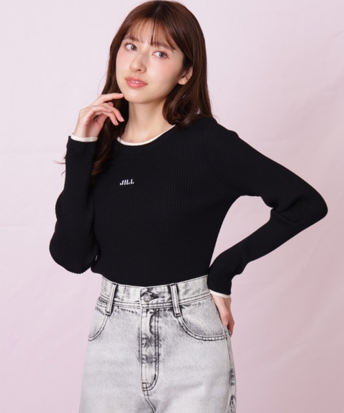 JILL by JILL STUART(ジルバイジルスチュアート)の「◇ 配色リブニット(ニット/セーター・レディース・ブラック/ホワイト/ピンク・FREE)」の7枚目の写真