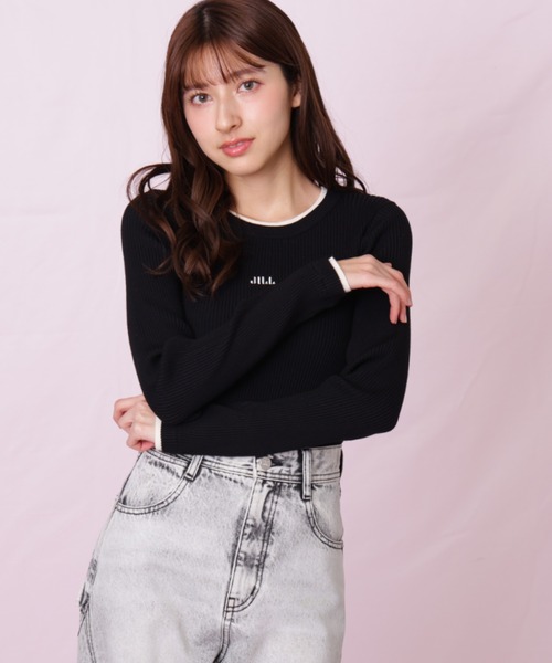 JILL by JILL STUART(ジルバイジルスチュアート)の「◇ 配色リブニット(ニット/セーター・レディース・ブラック/ホワイト/ピンク・FREE)」の8枚目の写真