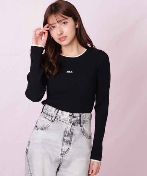 JILL by JILL STUART(ジルバイジルスチュアート)の「◇ 配色リブニット(ニット/セーター・レディース・ブラック/ホワイト/ピンク・FREE)」の4枚目の写真