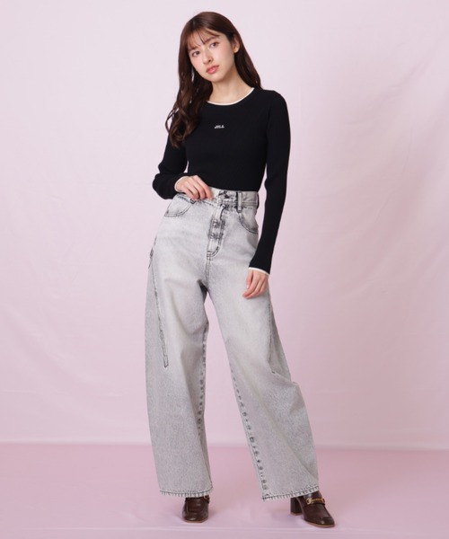 JILL by JILL STUART(ジルバイジルスチュアート)の「◇ 配色リブニット(ニット/セーター・レディース・ブラック/ホワイト/ピンク・FREE)」の9枚目の写真