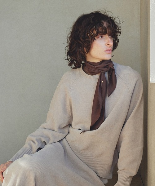 SALON adam et rope'（サロン アダム エ ロペ）の「クロップドプルオーバー-CreamyCotton /クリーミーコットン-（ニット/セーター・レディース・オフホワイト/ベージュ系その他/ブラック・FREE）」の3枚目の写真