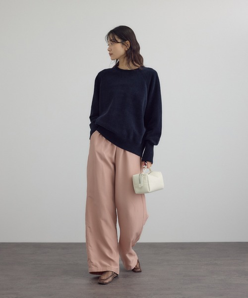 SALON adam et rope'（サロン アダム エ ロペ）の「クロップドプルオーバー-CreamyCotton /クリーミーコットン-（ニット/セーター・レディース・オフホワイト/ベージュ系その他/ブラック・FREE）」の5枚目の写真