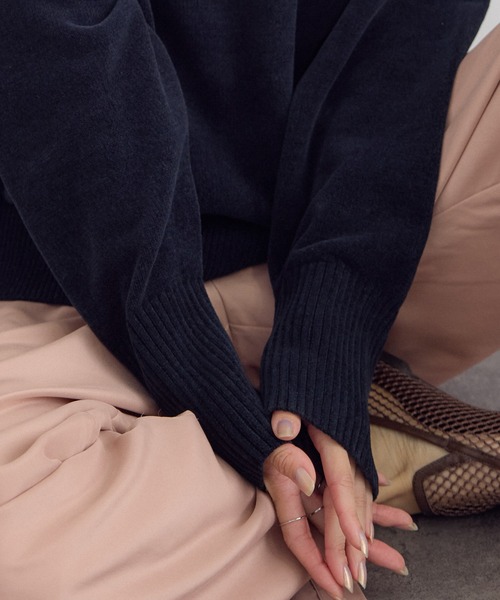 SALON adam et rope'（サロン アダム エ ロペ）の「クロップドプルオーバー-CreamyCotton /クリーミーコットン-（ニット/セーター・レディース・オフホワイト/ベージュ系その他/ブラック・FREE）」の12枚目の写真
