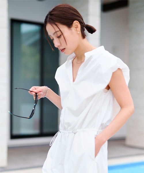 UR'S(ユアーズ)の「撥水バルーンフレンチスリーブオールインワン(つなぎ/オールインワン・レディース・ホワイト/ブラック/カーキ・L/M/S)」の11枚目の写真