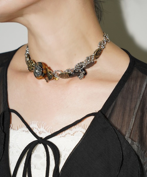 chuclla(チュクラ)の「ブラウンモチーフチェーンチョーカー cha26s006(ネックレス・レディース・ブラウン系その他・FREE)」の1枚目の写真