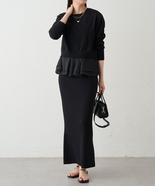Loungedress ニットリブスカート LOUNGEDRESS（ラウンジドレス）の「リブセミフレアニットスカート