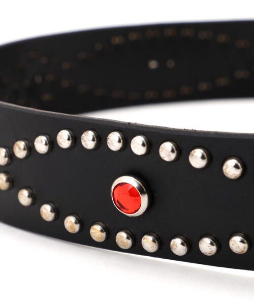 schott（ショット）の「Schott/ショット/STONES STUDS BELT/ストーンズ スタッズベルト（ベルト・メンズ・ブラック/レッド・32/34/36）」の5枚目の写真