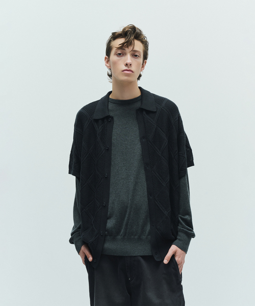 UNFOLLOW（アンフォロー）の「【FOLL / フォル】super soft lily yarn cotton crochet card（Tシャツ/カットソー・メンズ・グレー/ブルー系その他/アイボリー・3/2）」の7枚目の写真