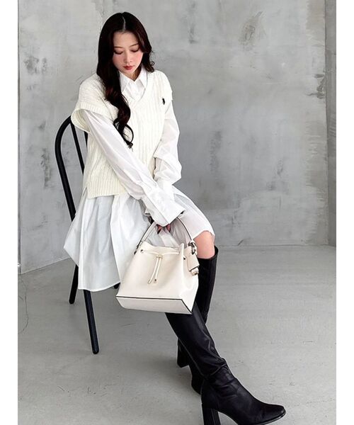 MERCURYDUO（マーキュリーデュオ）の「U.S. POLO ASSN.別注 ベストセットシャツミニワンピース（ワンピース・レディース・オフホワイト/チャコールグレー/ミント・SMALL/MEDIUM）」の8枚目の写真