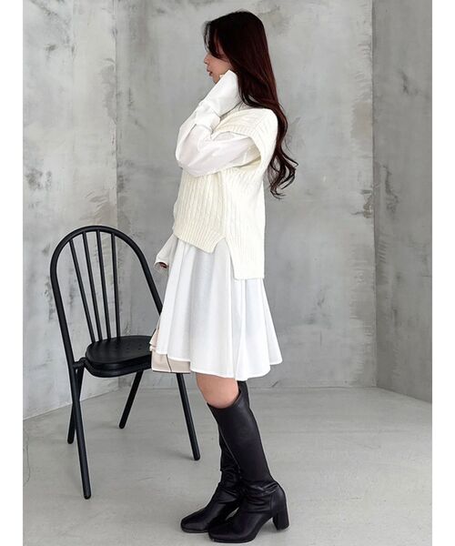 MERCURYDUO（マーキュリーデュオ）の「U.S. POLO ASSN.別注 ベストセットシャツミニワンピース（ワンピース・レディース・オフホワイト/チャコールグレー/ミント・SMALL/MEDIUM）」の9枚目の写真