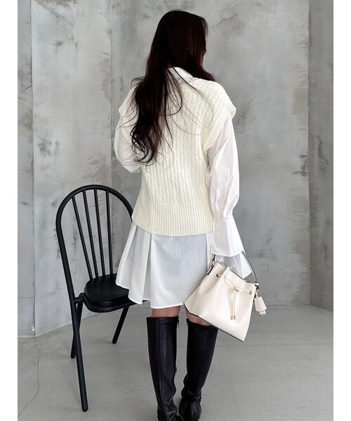 MERCURYDUO（マーキュリーデュオ）の「U.S. POLO ASSN.別注 ベストセットシャツミニワンピース（ワンピース・レディース・オフホワイト/チャコールグレー/ミント・SMALL/MEDIUM）」の10枚目の写真