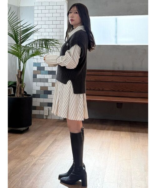 MERCURYDUO（マーキュリーデュオ）の「U.S. POLO ASSN.別注 ベストセットシャツミニワンピース（ワンピース・レディース・オフホワイト/チャコールグレー/ミント・SMALL/MEDIUM）」の17枚目の写真