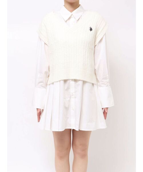 MERCURYDUO（マーキュリーデュオ）の「U.S. POLO ASSN.別注 ベストセットシャツミニワンピース（ワンピース・レディース・オフホワイト/チャコールグレー/ミント・SMALL/MEDIUM）」の22枚目の写真