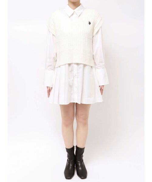 MERCURYDUO(マーキュリーデュオ)の「U.S. POLO ASSN.別注 ベストセットシャツミニワンピース(ワンピース・レディース・オフホワイト/チャコールグレー/ミント・SMALL/MEDIUM)」の5枚目の写真