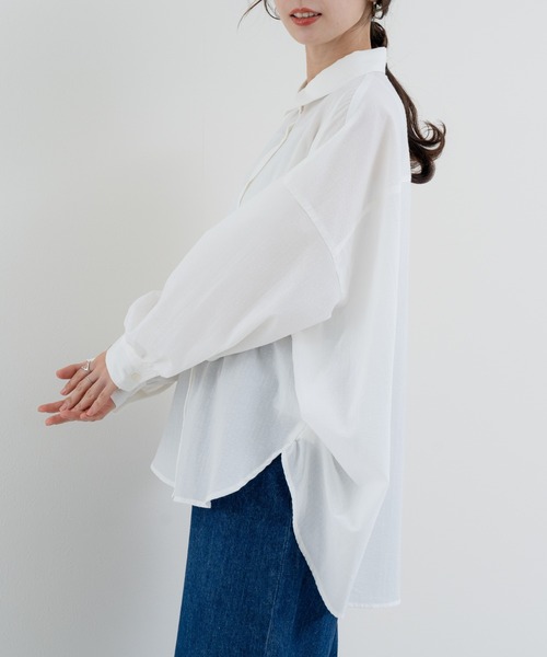 refinedworks(リファインドワークス)の「【refinedworks】大人の ストライプシャツ(シャツ/ブラウス・レディース・オフホワイト/グレー/ブルー・FREE)」の9枚目の写真