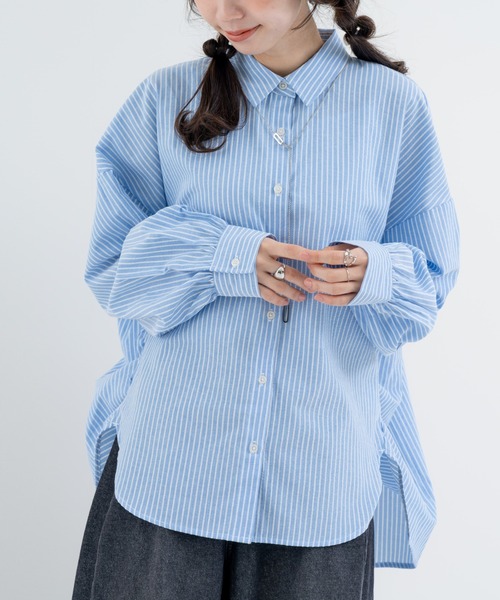 refinedworks(リファインドワークス)の「【refinedworks】大人の ストライプシャツ(シャツ/ブラウス・レディース・オフホワイト/グレー/ブルー・FREE)」の5枚目の写真