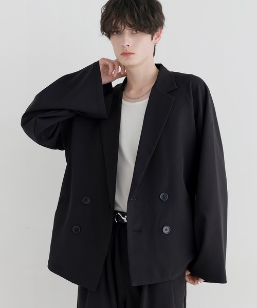 LILL（リル）の「【セットアップ 2点セット】ルーズシルエットダブルテーラードジャケット+ワイドイージースラックス（セットアップ・メンズ・ブラック/チャコールグレー/ライトグレー・S/M/L/XL）」の10枚目の写真