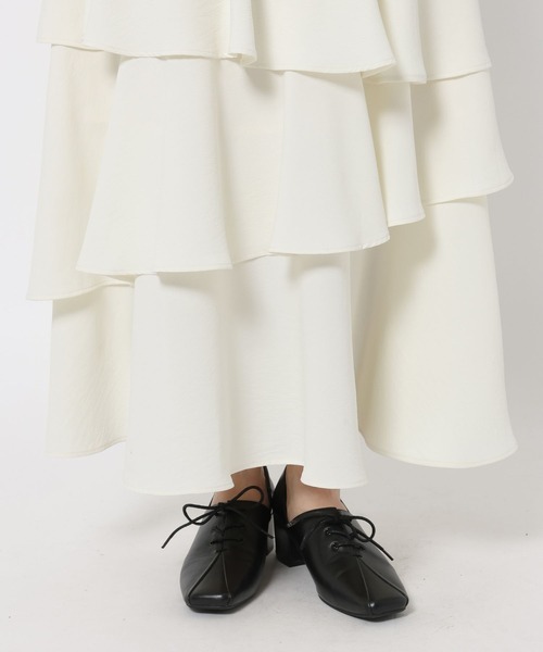 mysty woman（ミスティウーマン）の「アシメティアードスカート3 644129（スカート・レディース・ブラック/アイボリー・FREE）」の11枚目の写真