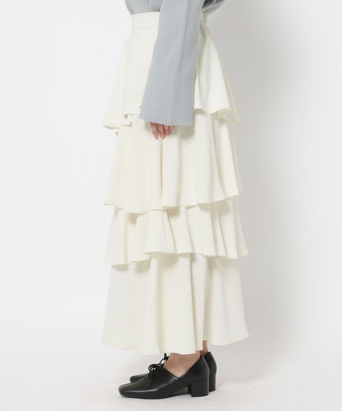 mysty woman（ミスティウーマン）の「アシメティアードスカート3 644129（スカート・レディース・ブラック/アイボリー・FREE）」の8枚目の写真
