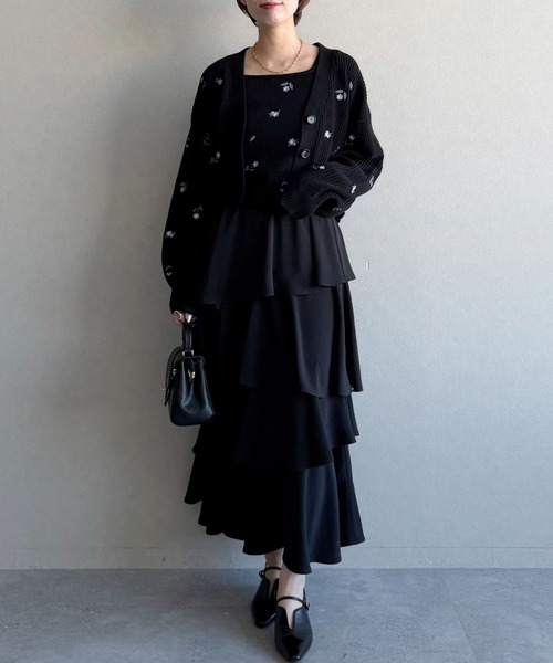 mysty woman（ミスティウーマン）の「アシメティアードスカート3 644129（スカート・レディース・ブラック/アイボリー・FREE）」の17枚目の写真