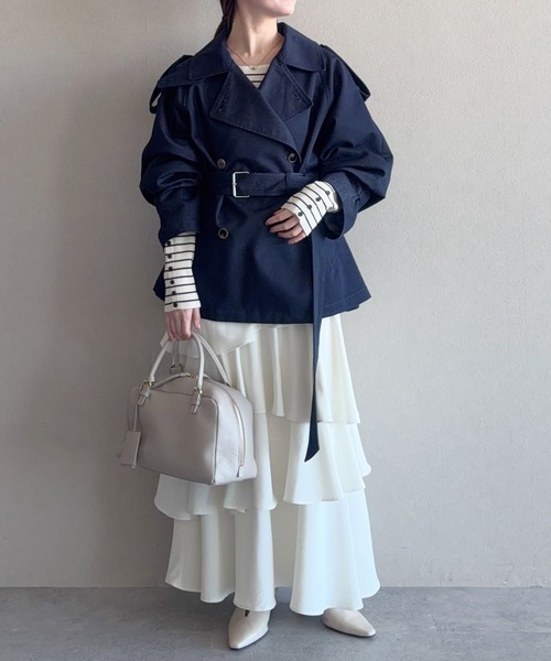 mysty woman（ミスティウーマン）の「アシメティアードスカート3 644129（スカート・レディース・ブラック/アイボリー・FREE）」の19枚目の写真