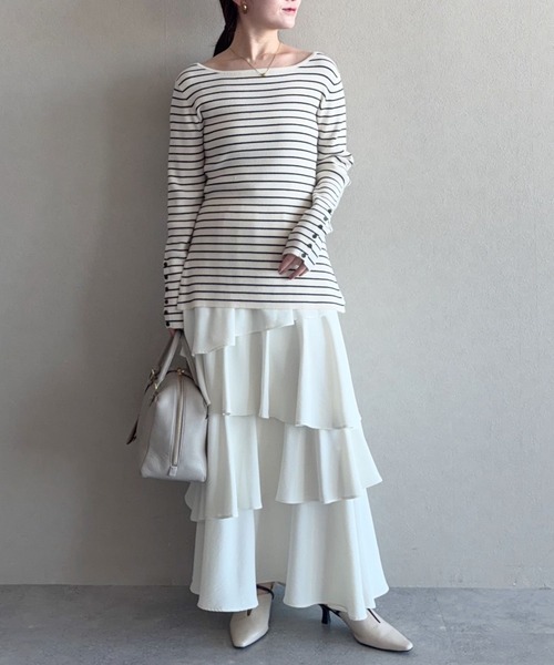 mysty woman（ミスティウーマン）の「アシメティアードスカート3 644129（スカート・レディース・ブラック/アイボリー・FREE）」の20枚目の写真