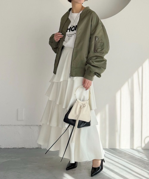 mysty woman（ミスティウーマン）の「アシメティアードスカート3 644129（スカート・レディース・ブラック/アイボリー・FREE）」の22枚目の写真