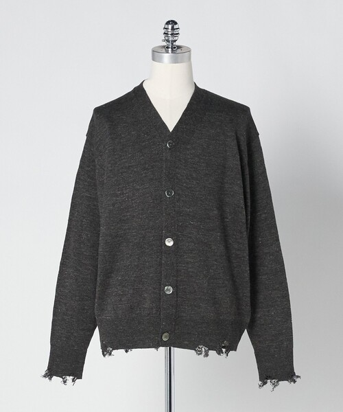 LOEFF（ロエフ）の「＜LOEFF＞ダメージ カーディガン UNISEX（カーディガン/ボレロ・レディース・ダークブラウン/ダークグレー・0/1/2）」の2枚目の写真