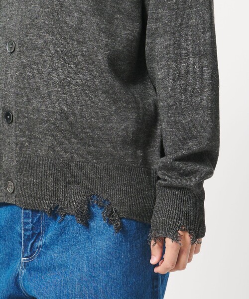 LOEFF（ロエフ）の「＜LOEFF＞ダメージ カーディガン UNISEX（カーディガン/ボレロ・レディース・ダークブラウン/ダークグレー・0/1/2）」の9枚目の写真
