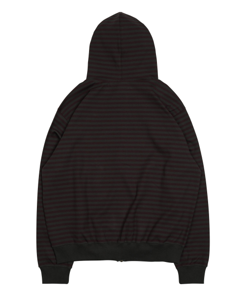 THECOLDESTMOMENT(ザコールデストモーメント)の「TCM stripe hooded zip-up (charcoal/burgundy)(パーカー・レディース・その他・M/L/S)」の2枚目の写真