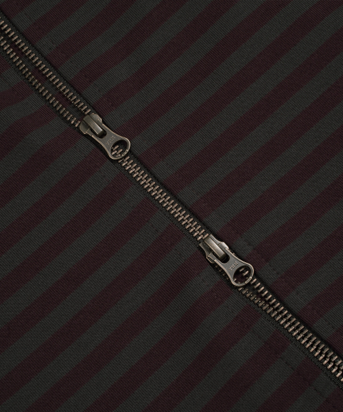 THECOLDESTMOMENT(ザコールデストモーメント)の「TCM stripe hooded zip-up (charcoal/burgundy)(パーカー・レディース・その他・M/L/S)」の4枚目の写真