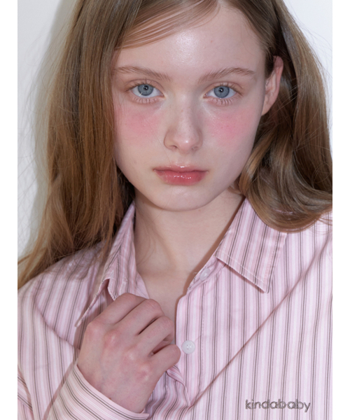 KINDABABY(カインダベイビー)の「classic logo stripe shirts - pink(シャツ/ブラウス・レディース・ピンク・FREE)」の2枚目の写真