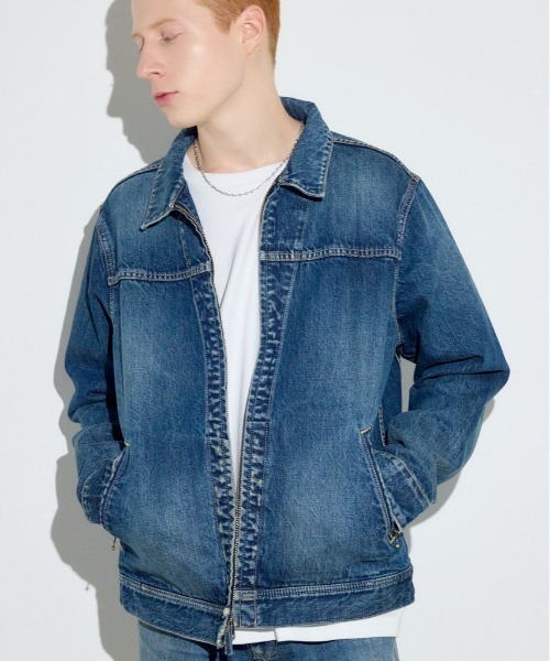 AZUL by moussy(アズールバイマウジー)の「ファスナーデザインGジャン(デニムジャケット・メンズ・ブルー/ライトブルー/ブラウン・SMALL/MEDIUM/LARGE)」の1枚目の写真