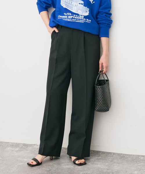 Spick & Span(スピックアンドスパン)の「トロストレッチ1タックパンツ(スラックス・レディース・ベージュ/ブラック・38/36/34)」の2枚目の写真