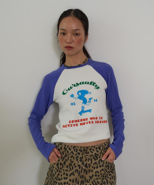 JOINT WORKS(ジョイントワークス)の「OURSAALTY / アワーソルティ Saaalty girl raglan T-shirts(Tシャツ/カットソー・レディース・ブルー/ピンク・FREE)」の1枚目の写真