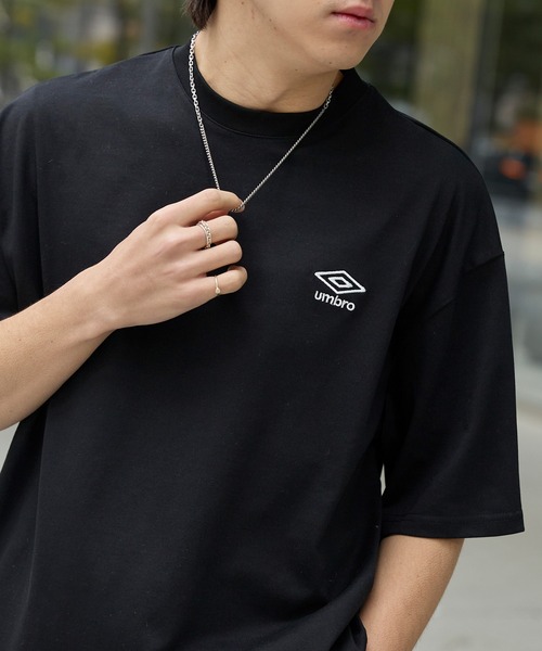 UMBRO/アンブロ 別注 ロゴ刺繍 ドロスト バックプリント半袖Tシャツ