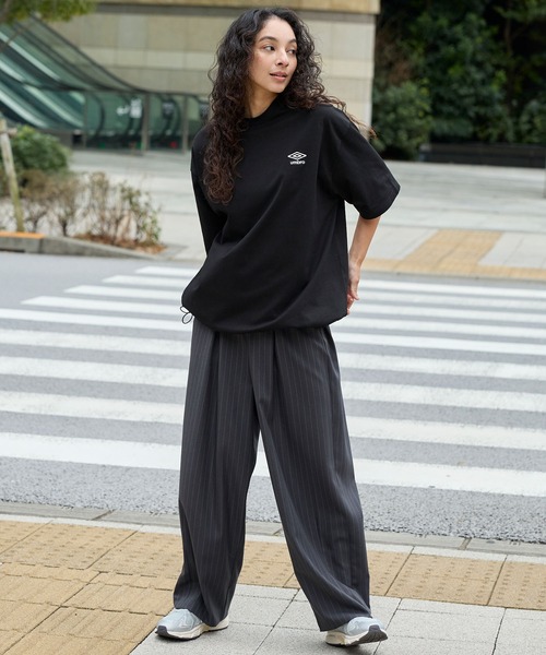 UMBRO/アンブロ 別注 ロゴ刺繍 ドロスト バックプリント半袖Tシャツ